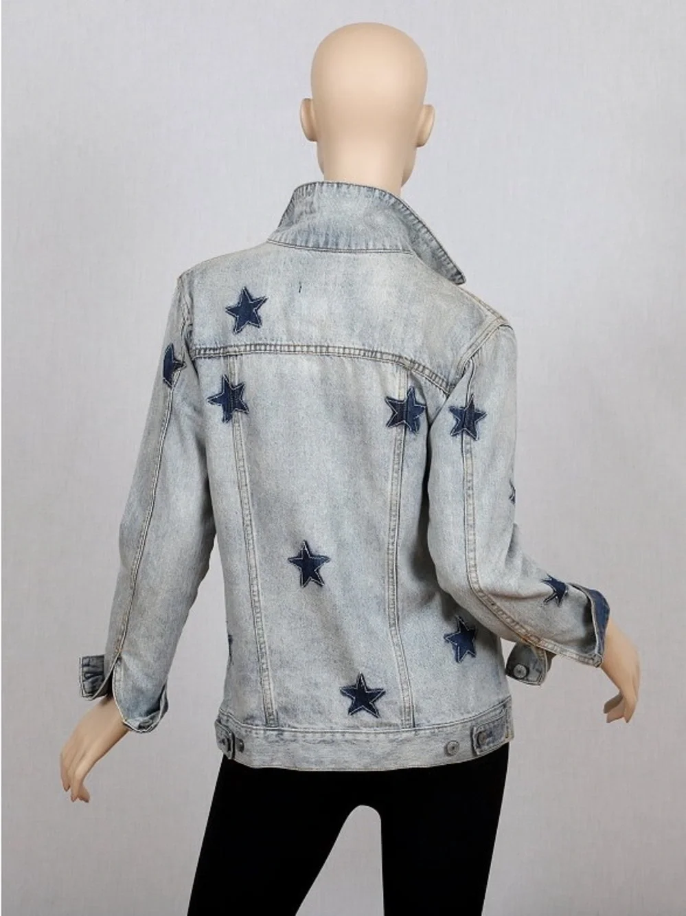 Rails Light Blue Denim Jacket with Navy Star Appliqués
